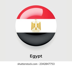 Egipto lustroso bandera nacional burbuja forma redonda icono ilustración vectorial vidrio