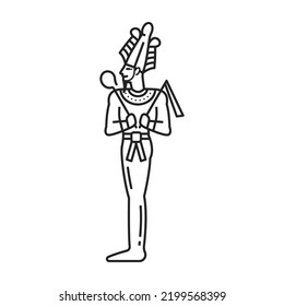 Egypt god Osiris, ancient Egyptian religion and mythology, vector line icon. Egypt ancient god of dead afterlife Osiris, sacred religion, culture and pantheon sign in outline