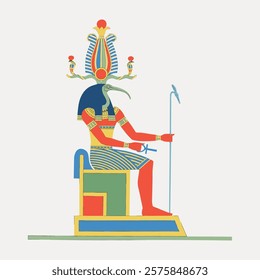 Egypt god vintage illustration, human drawing isolated on white, vector. Vintage Eqyptian illustration. Hand drawn illustration of ancient Egypt, isolated on white, vector.