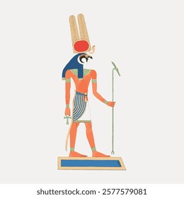 Egypt god vintage illustration, human drawing isolated on white, vector. Vintage Eqyptian illustration. Hand drawn illustration of ancient Egypt, isolated on white, vector.