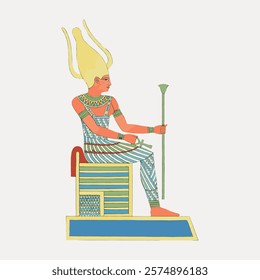 Egypt god vintage illustration isolated on white, vector. Vintage Eqyptian illustration. Hand drawn illustration of ancient Egypt, isolated on white, vector.