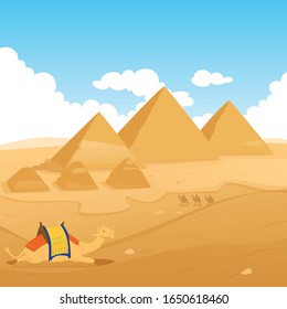 Egypt, the Great Pyramids of Giza, vector illustration