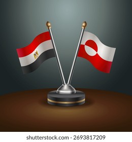 EGYPT and Greenland table flags relation  with gradient backgrund. Vector Illustration