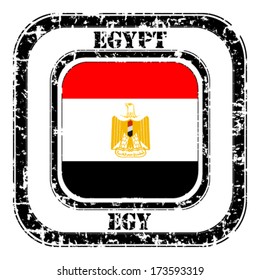 Egypt grunge flag on button stamp 