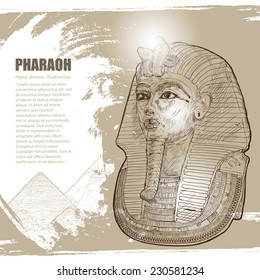 Egypt - hand drawn. Pharaoh vector Illustration.