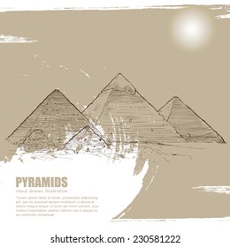Egypt - hand drawn. pyramids vector Illustration.