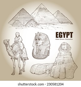 Egypt - hand drawn set. vector Illustration.