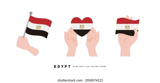 [Egypt] Hand and national flag icon vector illustration