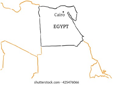 Egypt hand-drawn sketch map