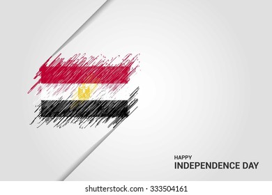 Egypt Happy independence day scribble flag. Hand drawn Country flag on Gray crumbled paper. vintage background wallpaper vector illustration.
