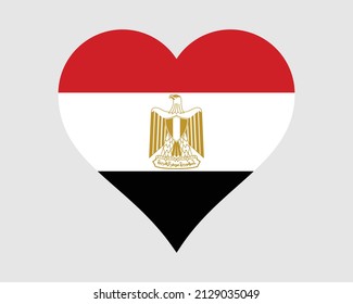 Egypt Heart Flag. Egyptian Love Shape Country Nation National Flag. Arab Republic of Egypt Banner Icon Sign Symbol. EPS Vector Illustration.