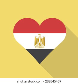 Egypt  heart flag flat style with long shadow. Patriotic design. Vector EPS10