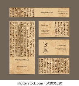 Egypt hieroglyphs, business cards for your design. Vector illustration