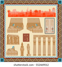 Egypt hieroglyphs and temples