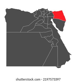 Egypt high detailed map north sinai, geography graphic country, africa border vector illustration .