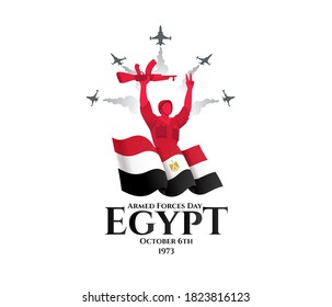 Egypt holiday Memorial Day Egypt. 6 October 1973 Armed forces day. translation from arabic: Armed forces day Egypt Day ,vector illustration 