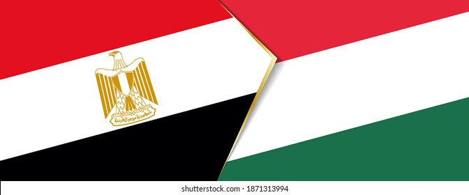 Egypt and Hungary flags, two vector flags symbol of relationship or confrontation.