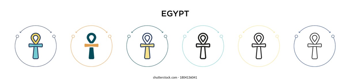Egypt icon in filled, thin line, outline and stroke style. Vector illustration of two colored and black egypt vector icons designs can be used for mobile, ui, web