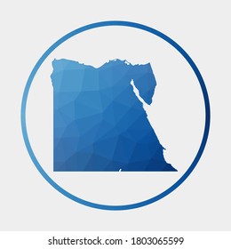 Egypt icon. Polygonal map of the country in a gradient ring. Round low poly Egypt sign. Vector illustration.