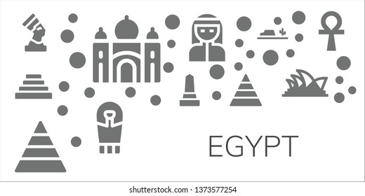 egypt icon set. 11 filled egypt icons.  Simple modern icons about  - Pharaoh, Taj mahal, Pyramid, Monument, Bedouin, Sarcophagus, Desert, Opera house, Ankh
