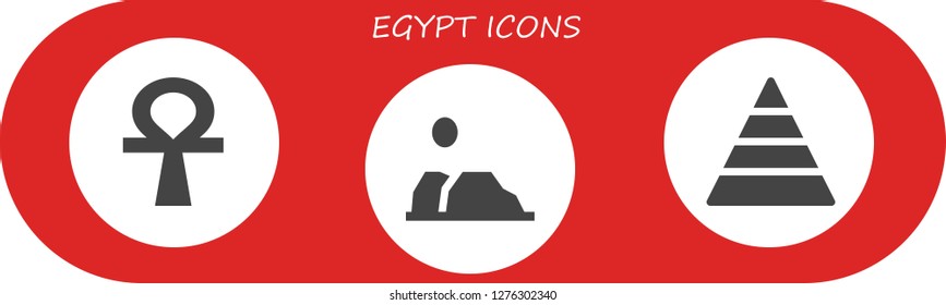  egypt icon set. 3 filled egypt icons. Simple modern icons about  - Ankh, Desert, Pyramid