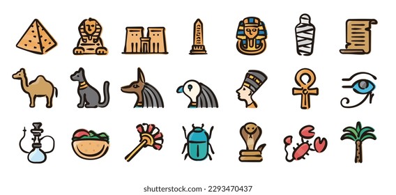 Egypt icon set (Hand draw color version)
