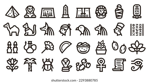 Egypt icon set (Sharp bold line verson)