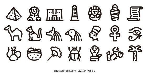 Egypt icon set (Soft bold line version)