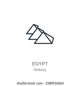Egypt icon. Thin linear egypt outline icon isolated on white background from history collection. Line vector sign, symbol for web and mobile