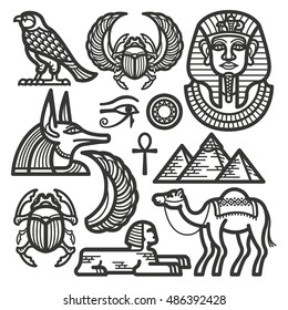 Egypt Icon Vector Outline Black Color