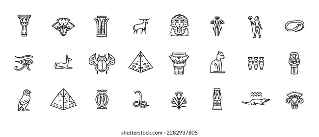 Egypt icons and design elements isolated on white background