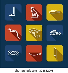 Egypt icons and design elements isolated.egyptian hieroglyphs