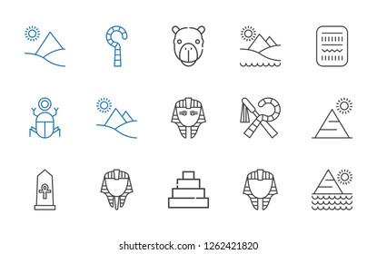 egypt icons set. Collection of egypt with pyramid, egyptian, camel. Editable and scalable egypt icons.