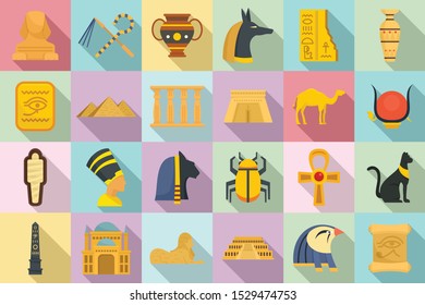 Egypt icons set. Flat set of Egypt vector icons for web design