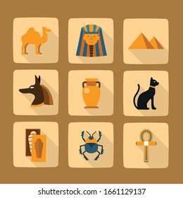 Egypt icons set. Flat set of Egypt vector icons for web design