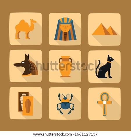 Egypt icons set. Flat set of Egypt vector icons for web design