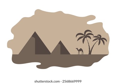 Egypt Illustration with Camel Palms and Pyramids. Traveling and exotic travel locations concept vector art