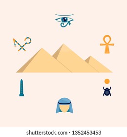 Egypt Illustration, Set of Egypt Elements for Decaration Design. Vector Illustration