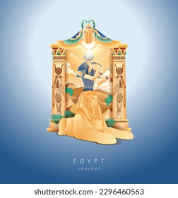 Egypt Illustration Travel Concept. Egypt banner elements. 