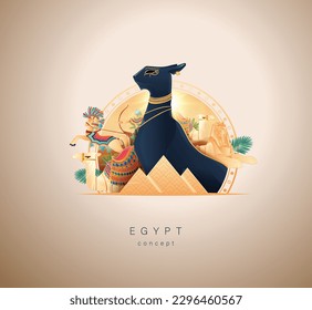 Egypt Illustration Travel Concept. Egypt banner elements. 