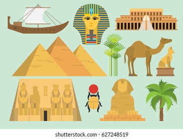 Egypt illustration, Vector, Landmark, Culture, Art