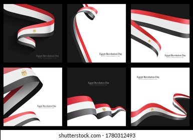 Egypt independence day social media template, national days 23 July, 6 October, 30 June, Sinai day,  25 Januray - Egypt flag