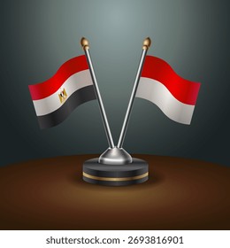 EGYPT and Indonesia table flags relation  with gradient backgrund. Vector Illustration