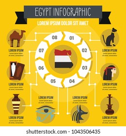 Egypt infographic banner concept. Flat illustration of Egypt infographic vector poster concept for web