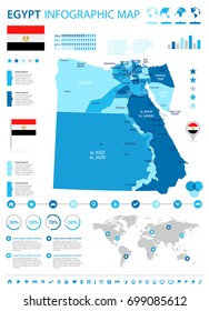 Egypt infographic map and flag - vector illustration