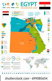 Egypt Infographic Map And Flag - Vector Illustration