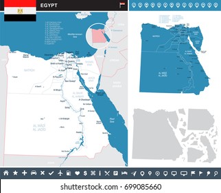 Egypt infographic map and flag - vector illustration