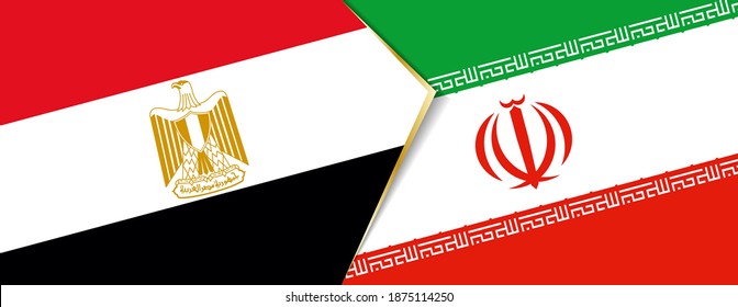 Egypt and Iran flags, two vector flags symbol of relationship or confrontation.