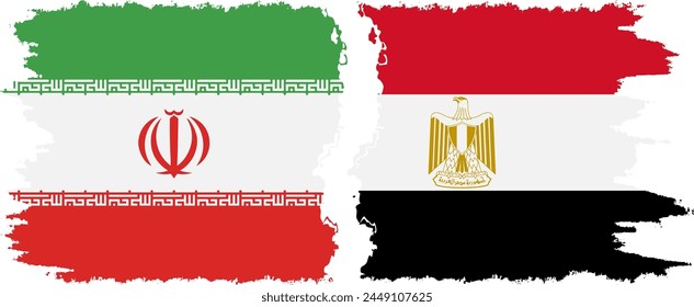 Egypt and Iran grunge flags connection, vector