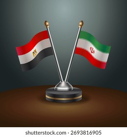 EGYPT and Iran table flags relation  with gradient backgrund. Vector Illustration